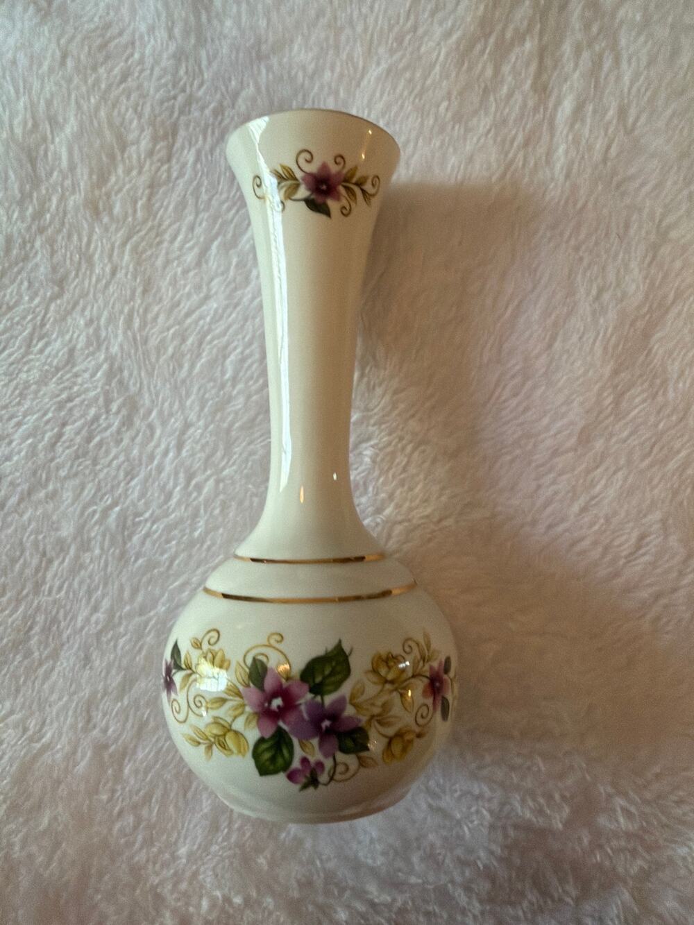 Camelot Fine Bone China Bud Vase England Floral Gold Trim Mini Vase Vintage